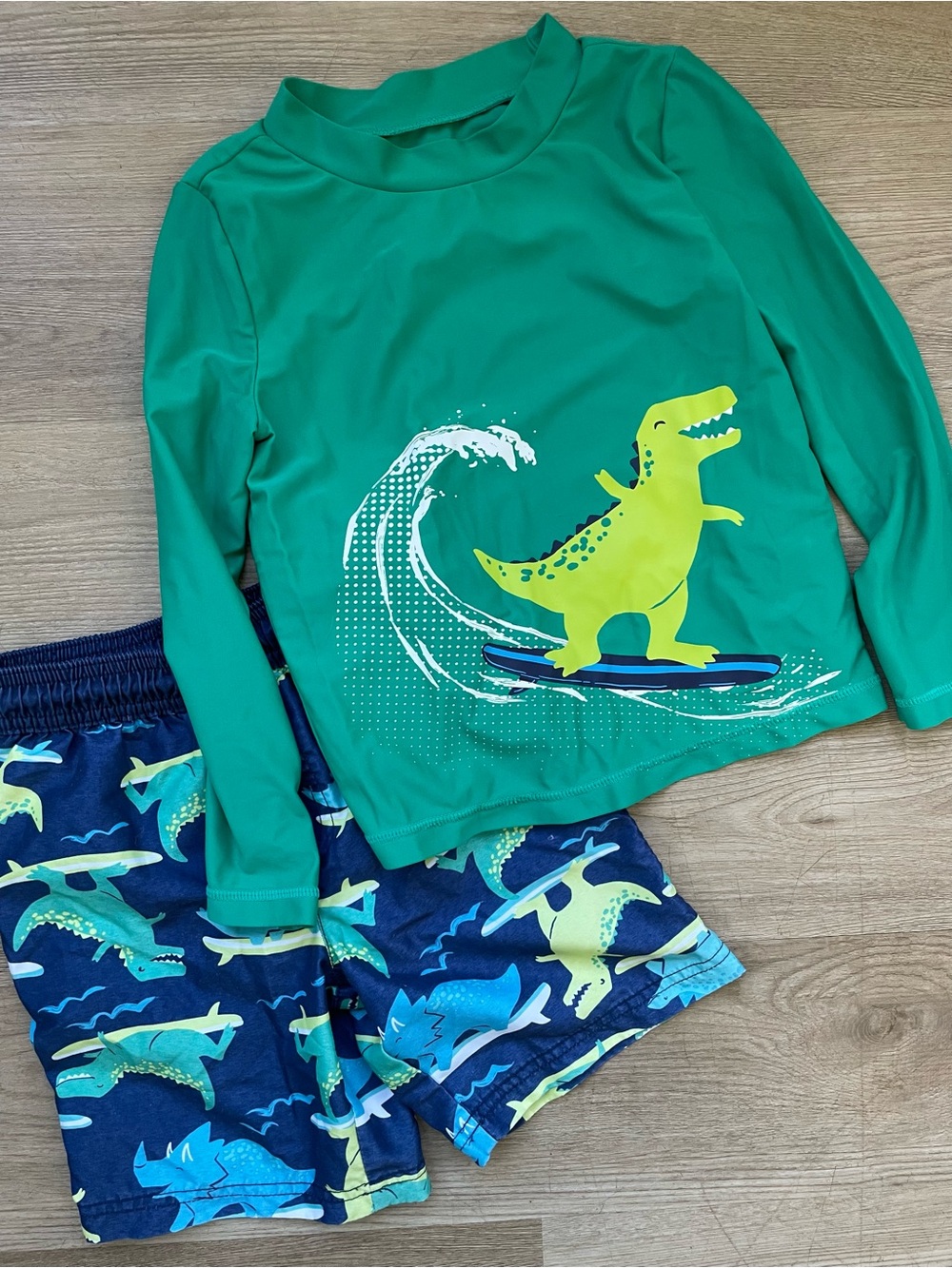 Boys Carter's Dino Rashguard Set with Swim Trunks 5T